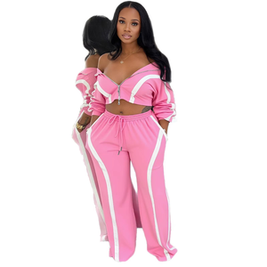 Conjunto Deportivo Casual de Dos Piezas para Mujer, Transpirable, con Cierre, Top Corto, Estilo Elegante para el Trabajo, con Logotipo - Product Image 1