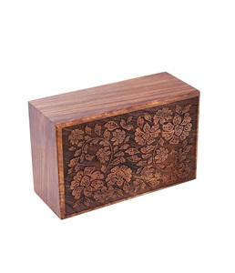 Urnas de cremación de madera grabadas con parte superior floral hechas a mano para cenizas humanas Adulto grande-Árbol de la vida (250 LB-Flor de palisandro) - Product Image 5