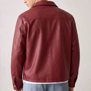 Chaqueta de Motero de Cuero PU Impermeable para Hombre con Cuello con Cierre, Forro de Poliéster, Personalizable, Ropa Exterior Casual de Invierno - Product Image 6