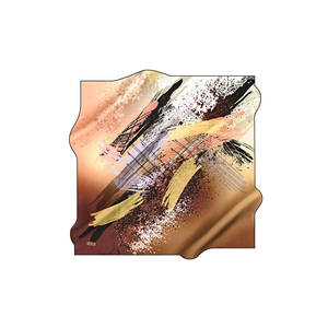 Écharpe carrée beige en soie à motifs - Product Image 1