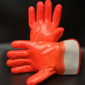 Gants de sécurité en PVC orange fluorescent, antidérapants, imperméables, résistants au froid, entièrement enduits, doublure en mousse, travail industriel, 16 oz d'épaisseur - Product Image 5