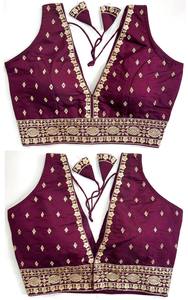 Blusa moderna de verano con trabajo de hilo Zari y nudos hechos a mano Patrón abierto frontal Estilo formal elegante - Product Image 5