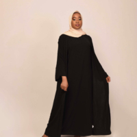 Robe Abaya Islamique Simple et Modeste pour Femmes, Manches Longues, Longueur au Sol, Couleur Unie, Viscose, Col Rond, Tenue Casual