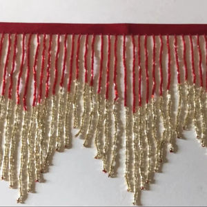 Franges de perles en verre rouge et or de 6 pouces, motif chevron, pour lampe, costume, garniture, à choisir - Product Image 1