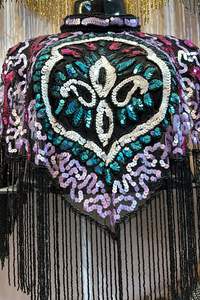 Vintage Designer <b>Party</b> Bespoke Blouse Cape Hand Embroidery Fringe Sequined <b>Decoration</b> Plus Size Winter Autumn Spring Season - Product Image 1