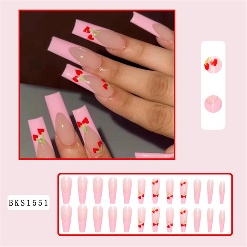 High Quality Long Coffin Stiletto Fake Acrylic Press on Nails 24pcs Wholesale False Nails Design Finger Full Cover Nail Tips