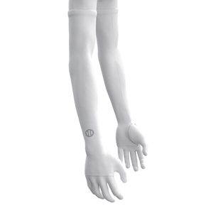 Manchons de bras anti-UV imprimés blancs sans couture avec passe-pouce pour équipe personnalisée - Product Image 2