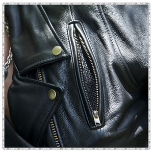 Chaqueta de cuero de motocicleta aprobada por CE para Hombre | Chaqueta de motorista duradera | Elegante chaqueta de cuero para montar - Product Image 4