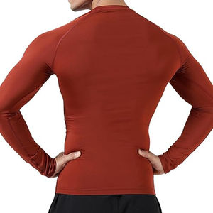 T-shirt de compression pour homme à manches longues Quick Rush Guard Sportswear pour la course à pied Gym & Workout Tissu tricoté Vêtements d'entraînement - Product Image 2