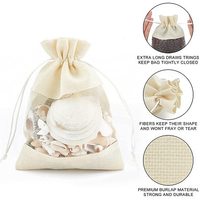 Pochettes à bijoux en toile de jute avec cordon de serrage et fenêtre transparente, sacs cadeaux multi-usages pour Noël, mariage, cosmétiques, collations, faveurs de fête