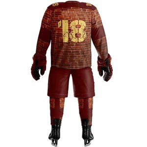 Uniformes de Hockey sobre Hielo de Diseño Personalizado de Alta Calidad, Conjuntos al por Mayor Sublimados, Transpirables, de Secado Rápido, Poliéster/Algodón, Servicio OEM - Product Image 4