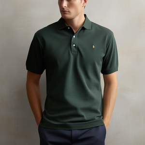 T-shirt de golf brodé avec logo à manches courtes personnalisé pour hommes en maille de coton doux respirant pour polo anti-rides - Product Image 1