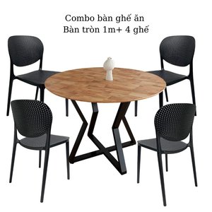 Modern 1m Round <b>Dining</b> <b>Table</b> Set with 4 High Quality Plastic Chairs <b>Extendable</b> for Home School or Hotel-CBBA078 - Product Image 3