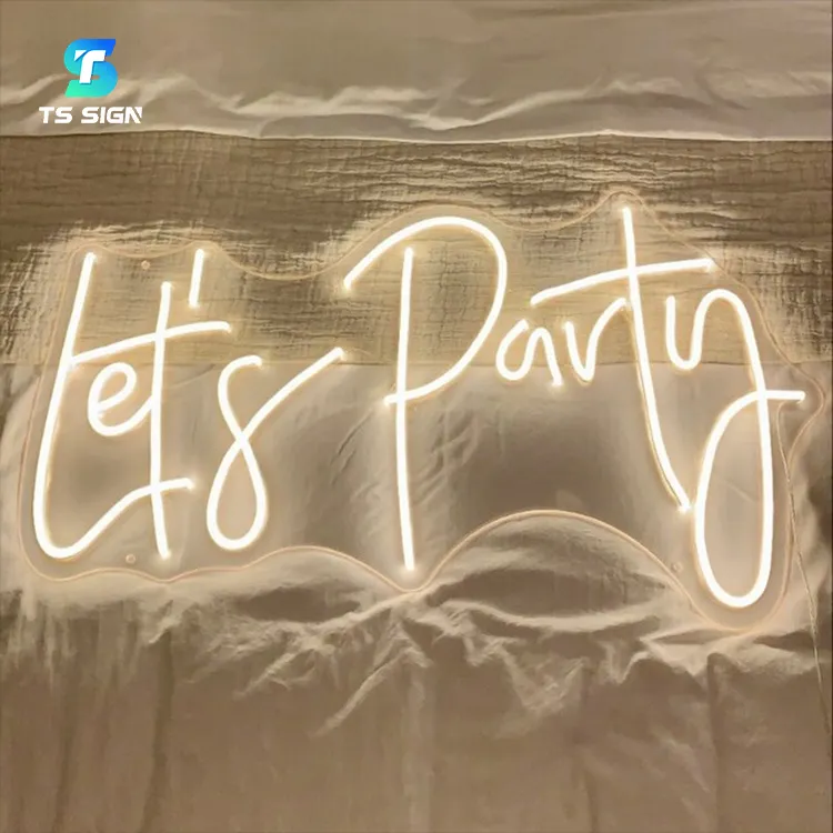 Schnelle Lieferung Let's Party Neonschilder beliebiger Text und 3D-Logo LED Neonlichtschild für den Laden