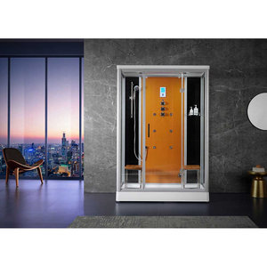 Calypso BL Cabine de douche à vapeur moderne de luxe avec plateau rectangulaire de plain-pied, cadre en aluminium, verre trempé ABS pour salle de bain - Product Image 4