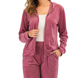 100% haute qualité confortable et respirant dames velours survêtement meilleur vendeur vêtements de course velours survêtement pour les femmes - Product Image 3