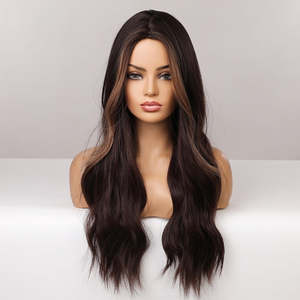 Perruques bouclées longues de 26 pouces pour femmes avec mèches brunes et blondes, dentelle transparente pour usage quotidien ou cosplay - LC6155-1 - Product Image 3