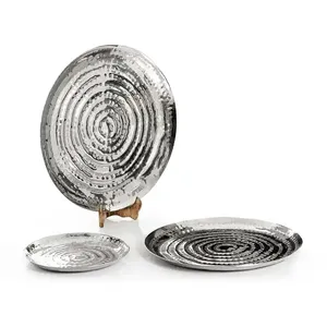 Ramadan Eid Gift Set de 3 platos de aluminio de forma redonda de color dorado para servir alimentos de diferentes tamaños platos de postre y platos - Product Image 5