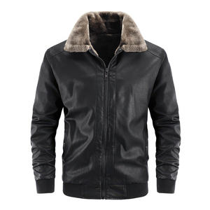 Luxury Winter <b>Sheep</b> <b>Skin</b> Leather Men's Stand Collar Bomber <b>Jacket</b> with Front Logo for Bulk Orders - Product Image 4