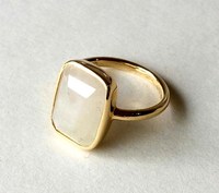 Nouvel Arrivage HARI OM CREATIONS Bague Vintage IGI en Argent Sterling 925 Plaqué Or avec Pierre Précieuse Taillée en Quartz Hydro Bleu Ciel de 12 mm Sertie en Bezel