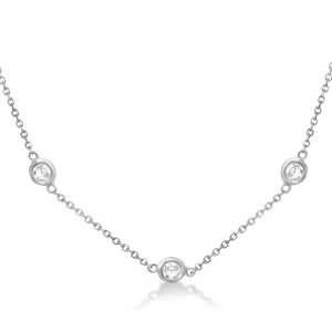 Collier en or blanc 14 carats avec diamants sertis en bélière avec pierres de 0,25 carat - Product Image 3