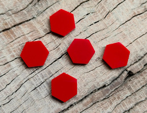 Piedra preciosa de cabujón plano en ambos lados con forma de hexágono de Coral rojo para hacer joyas, anillos de pulsera de piedra natal de Coral rojo de alta calidad - Product Image 2