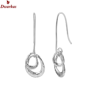 Pendientes colgantes de plata de ley 925 al por mayor estilo textura clásica onda plana dos tonos para bodas, fiestas y regalos - Product Image 3