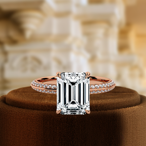 Anillo de Compromiso Solitario con Diamante Cultivado en Laboratorio de 1 Quilate, Anillo de Boda de Oro Blanco Sólido de 14K, Anillo Nupcial Único con Diamantes Pavé - Product Image 3