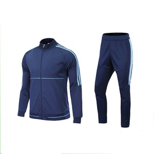 Survêtements élégants 100% coton personnalisable grande taille bleu coton hommes survêtement manches longues deux pièces Jogging pantalon ensemble - Product Image 2