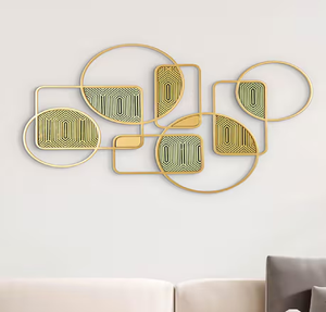 ประติมากรรมศิลปะผนังห้าเหลี่ยมโบราณสีดำสีขาวโลหะแขวนผนังสำหรับบ้านสำนักงานห้องนอนห้องพักแขก - Product Image 4