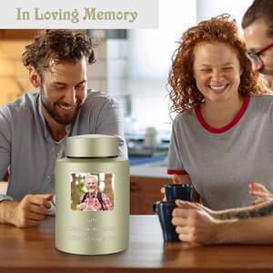 Photo Urnes de crémation personnalisées pour cendres humaines Mémorial funéraire personnalisé en acier inoxydable 5.9 pouces Souvenir décoratif moyen - Product Image 3