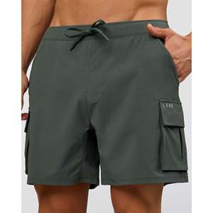 Pantalones Cortos Funcionales Cargo 6 - Verde Carbón, Deportivos, de Algodón Tejido para Golf, con Cierre de Cremallera y Cintura Elástica - Product Image 1