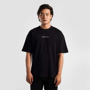 เสื้อยืดเจอร์ซีย์แบบรัดรูป (สีดำ) ลายโลโก้แบบเรียบ สำหรับออกกำลังกาย พิมพ์ลายสกรีน ป้ายกำกับแบบกำหนดเอง - Product Image 2