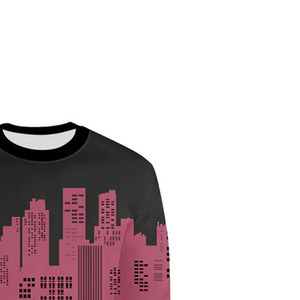 Sudadera Premium Personalizada con Estampado para Hombre, Estilo Urbano, Cuello Redondo, Corte Regular, Otoño, Tejido de Poliéster, Negro y Rosa - Product Image 3