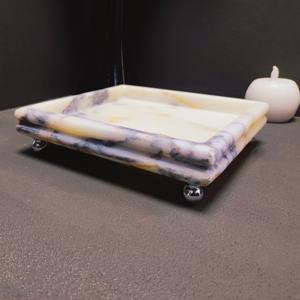 Plateau en marbre de créateur de couleur douce avec finition élégante, idéal pour l'organisation de la décoration de vanité et l'affichage de table moderne - Product Image 2