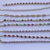 Bracelet tennis en argent sterling 925 plaqué rhodium avec pierres naturelles multicolores pour femmes