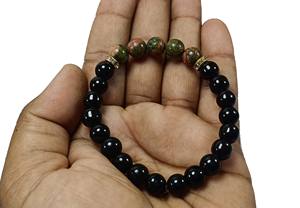 Bracelet Black Obsidian and African Unakite Beads Stone Bracelet Crystal Gemstone Fashion Jewelry Men and Women Gift Energy Medi - Product Image 3