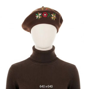 หมวกเบเร่ต์ผ้าโพลีเอสเตอร์ผสมสแปนเด็กซ์สำหรับผู้หญิง ปักลาย แห้งเร็ว เหมาะสำหรับฤดูใบไม้ผลิ - Product Image 1