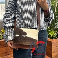 Rambut Baru pada kulit sapi selempang kulit tas Flap untuk wanita kantor perjalanan wanita tas bahu kustom dompet kulit asli