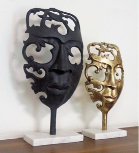 Sculpture décorative en laiton antique pour la maison Conception de visage personnalisée unique en aluminium coulé de haute qualité Sculpture en métal en gros - Product Image 2