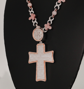 Customized Design Hip Hop Style Fully Iced Out Mens Pendant With Chain in 14kt Rose and <b>White</b> <b>Gold</b> With Lab Grown Diamonds - Product Image 4