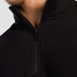 เสื้อถักผ้าไหมพรมแบบซิป 1/4 สีดำ - Product Image 6