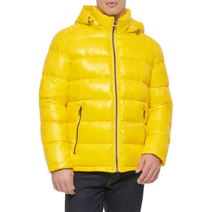 Vestes d'hiver à fermeture éclair en nylon brillant avec rembourrage à bulles pour hommes sur mesure Logo personnalisé pour hommes - Product Image 1