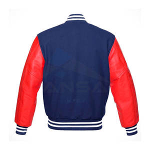 Chaqueta Universitaria Roja y Azul Estilo Béisbol para Hombre con Diseño de Dos Tonos, Cierre Clásico con Botones a Presión y Ajuste Cómodo - Product Image 4