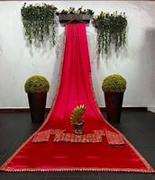 Saree de secuencia de color rojo, Saree de bollwood de estilo moderno con el mejor precio, Sari Shari, precio de la India