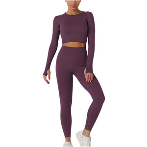Women's High-Stretch Breathable Lightweight Yoga Sets-Custom High Quality Seamless Fitness Wear Best Design Solid Active Wear - Product Image 1