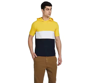 2025 ropa de calle para hombre Camiseta Casual de manga corta con capucha Top 100% algodón oferta de verano diseño delgado de moda - Product Image 4