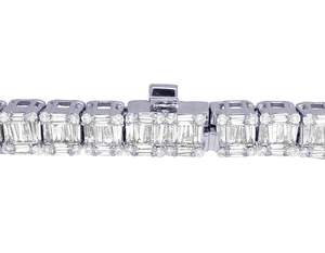 S925 <b>Sterling</b> <b>Silver</b> Moissanite Round and Baguette Cut Diamond Hip Hop <b>Bracelet</b> for Men - Product Image 3