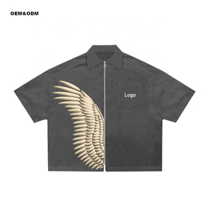 Camiseta de verano transpirable ajustada con cremallera para hombre, ropa de gimnasio de manga corta, ropa deportiva informal, entrenamiento de moda deportiva - Product Image 1