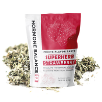 Thé santé pour l'équilibre hormonal des femmes, mélange de thé aux herbes aromatisé instantané avec feuille de framboise rouge et fraise, boîte de 30 g/sachet